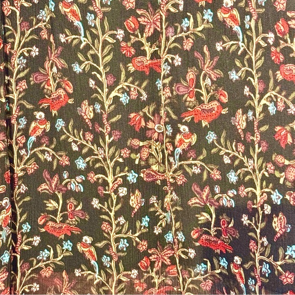 Anna Sui Black Floral Shimmering Sleeveless Zip Back Lined Dress size 4 - Picture 6 of 10